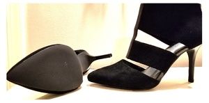 Black pointy strap heels